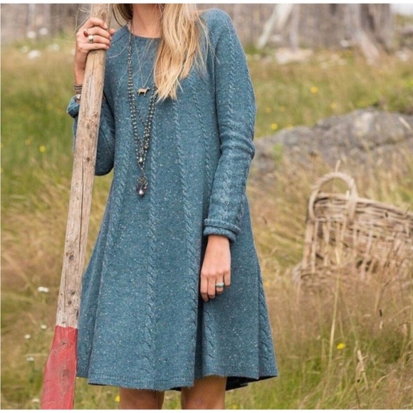 Sundance Cersei Lambswool Blend Sweater Dress S Blue - Picture 1 of 5